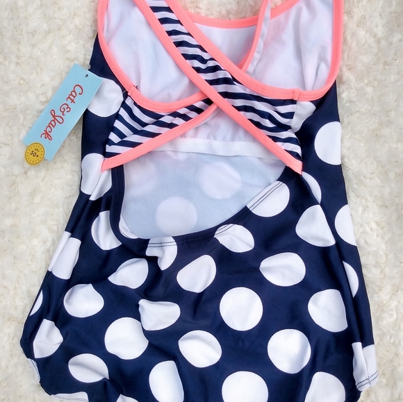 Cat & Jack NWT Swimsuit Girl One Piece SZ Med Plus - Picture 2 of 7